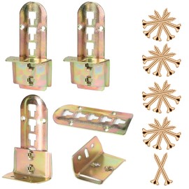 4er Set Bettverbinder Bettbeschlag Einhängebeschlag höhenverstellbar,4 Raststufen Höhenverstellbar für Mittelbalken und Lattenrost Halterung,Bettverbinder mit Höhe: 140 mm