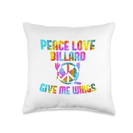 Peace Sign Billiard Players Snooker Table Player Snooker Peace Love Billiards Throw Pillow, 16x16, Multicolor