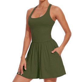 Tanou Women's Summer Casual Rompers Sleeveless Scoop Neck Shorts Jumpsuit Athletic Beach Vacation Outfits with Pockets