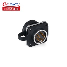 CNLINKO LP-20 Industrial Waterproof Connector IP68 Round Connector Quick Release Aviation Connector Anti-Interference Shell Aviation Connector M20 2-12 Pin Flange Socket (5 Pin)