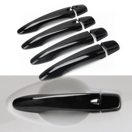 DLOVEG Car Door Handle Cover Compatible for 2015-2022 2023 2024 Nissan Murano Accessories for 2016-2022 2023 Maxima for Nissan Kicks 2017-2024 Black Door Handle Ptetector Smart Key Holes Glossy Black