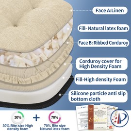 BUYUE Double-Layer Thickened Chair Cushion for Dining Chair, Natural Latex Foam Support, 2-Faced Reversible Kitchen Seat Cushion, Practical Non-Slip Chair Pad, 1 PC, Beige
