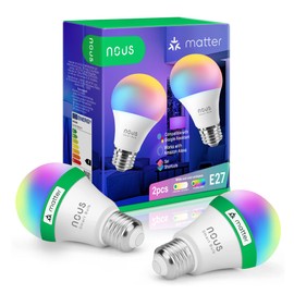 NOUS NOUS P3 Smarte WIFI Glhbirne RGB E27, Kompatibel mit Matter, Alexa, Home Assistant & Apple HomeKit, Smart Home, Fernbedienung, LED Lampe Farbwechsel, RGB Glhbirne, 2.4 GHz WiFi