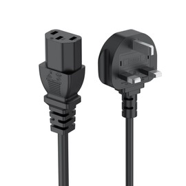 UK Computer Power Cable, 18AWG, BS 1363 to C13, 13A 250V, Black Replacement AC Power Cord, Kettle Lead/UK Power Cord, Power Supply Cable, TV/Monitor Power Cable (1m)