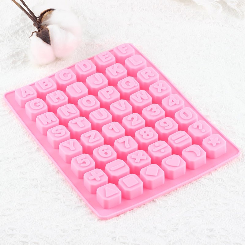 AIBOYA 48 Cavity Alphabet Letter Silicone Candy Molds Number Math