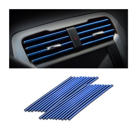 Adunsiaoto 20PCS Car Air Conditioner Decoration Strip for Vent Outlet, Chrome Car Air Conditioner Strip Vent Outlet Trim Decoration Strip, Car Accessories, for Most Air Vent Outlet(Blue)