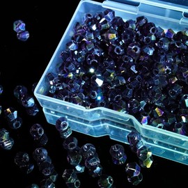 240pcs Crystal Beads for Bracelet Making, 6mm Bicone Beads Glass Beads Faceted Small Beads for Jewelry Making DIY Craft Decor (Violet AB Color)