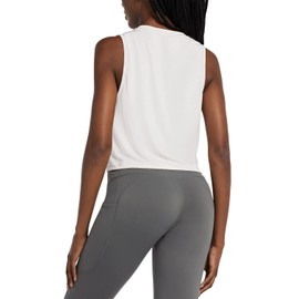 BALEAF Workout Tops for Women Crop Tank Top Quick Dry Athletic Gym Exercise Sleeveless Shirts Muscle Yoga Loose Fit 2-Pack White S