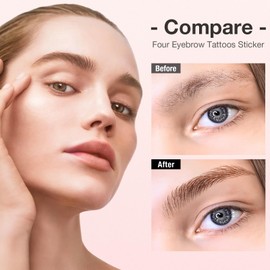 20 Sheets Eyebrow Tattoo Waterproof Eyebrow Sticker, 4D Hair Like Natural Fake Tattoo Eyebrows Peel Off Instant Transfers Brows Shaper Eyebrow Makeup Sticker for Women Girls, Variety Brown