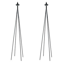 BestNest Achla Fleur-De-Lis Topiary Frames, 58 in Tall, Pack of 2 – Black Wrought Iron Plant Supports for Climbing Plants & Garden Accents