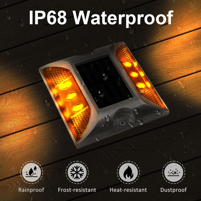 Aolyty Solar Driveway Dock Lights, IP68 Waterproof Solar Deck Lights