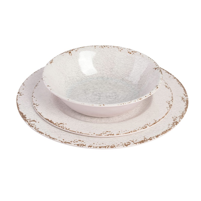 Gibson Home Mauna Melamine Plastic Dinnerware Set, Service for 4