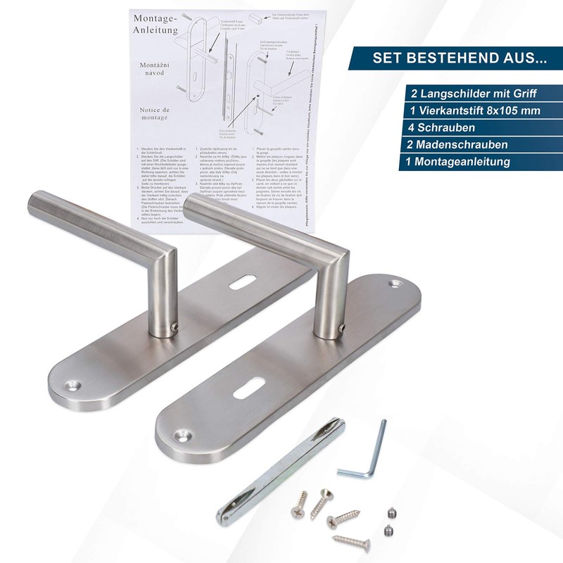 Alpertec Stainless Steel Conte - Set of door fittings with