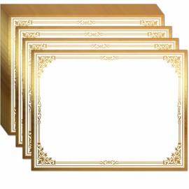 Professional Certificate Paper 8.5 x 11 for Printing, Diploma Paper, Award Certificates Paper, 80 lb, 15 Count, Gold Foil Border, for Office, Business Awards, Graduation, School (GOLD)