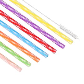 Honest ECO Reusable Stirrer Straws with Cleaner Brush Short Assorted color Plastic Pipes fit for Milk & Juice & Coffee & Smoothies & Cocktail & Kids Straws Kit (24Count-7.5in)