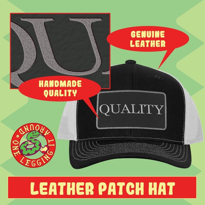 World's Okayest Land Surveyor - Leather Black Patch Engraved Trucker