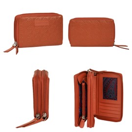 bruno banani 022052 Women's Genuine Leather Wallet, Wallet with RFID Protection, 2 Zip Compartments, orange, Standard size