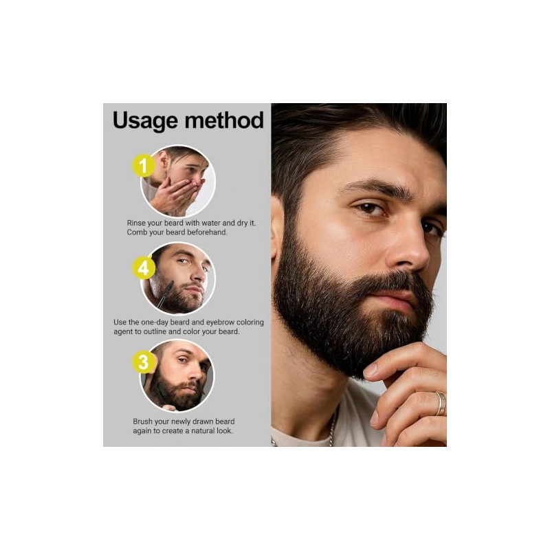 Erinde 2PCS Tinte Temporal para la Barba para Hombres, Cubre