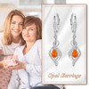 Opal Earrings Sterling Silver Fire Opal Dangle Drop Dangly Leverback