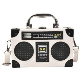 Sertay Shoulder Bag Radio Handbag, Slanted Shoulder Bag, Handbag, Vintage Radio Handbag, Vintage Radio Bag, Shoulder Bag, Radio, Suitable for Work, Dating, Parti, White