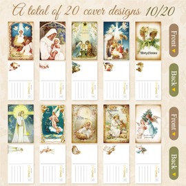 Nuanchu 80 Pcs Vintage Holy Nativity Greeting Cards - 4 x 6'' Santa and Christmas Reprint Antique Postcard Set - Retro Christmas Cards Blank Greetings for Friends, 20 Designs