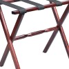 Homeroots Hotel Cherry Mahogany Folding Luggage Rack With Black Straps