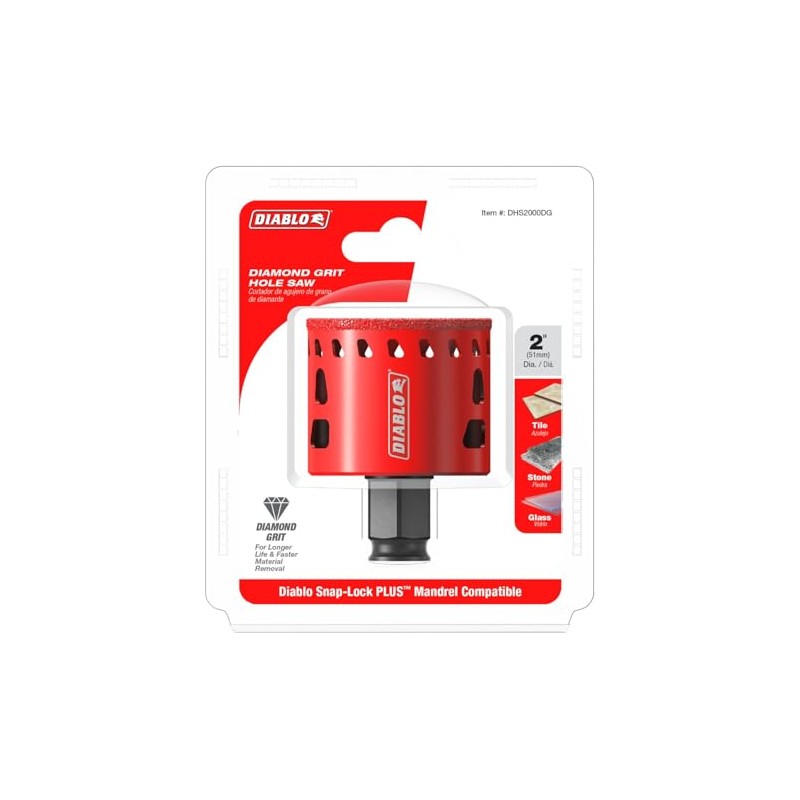 Diablo Diamond-Grit Hole Saw with Snap-Lock Plus Mandrel System -