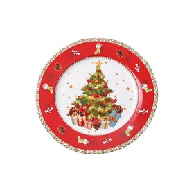 Hoshisea Ceramic Christmas Plate, Red Dinner Plate, Christmas Plate, Suitable for Christmas, Parties, Dinner and Can Also Be Gived as a Gift to Friends