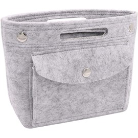 Soyizom Mini Organiser Felt Pockets Inner Pockets Shopping Bag Purse Organiser Insert for Speedy Neverfull NeoNoe Noe BB, lightgrey
