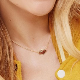 BYETOCE Sports Football Charm Necklace Gold Plated Pendant Chain Football Athletes Necklace Football Pendant Jewelry Gift Glitter Trendy Sports Stuff Necklace for Super Bowl Party Celebration Gift