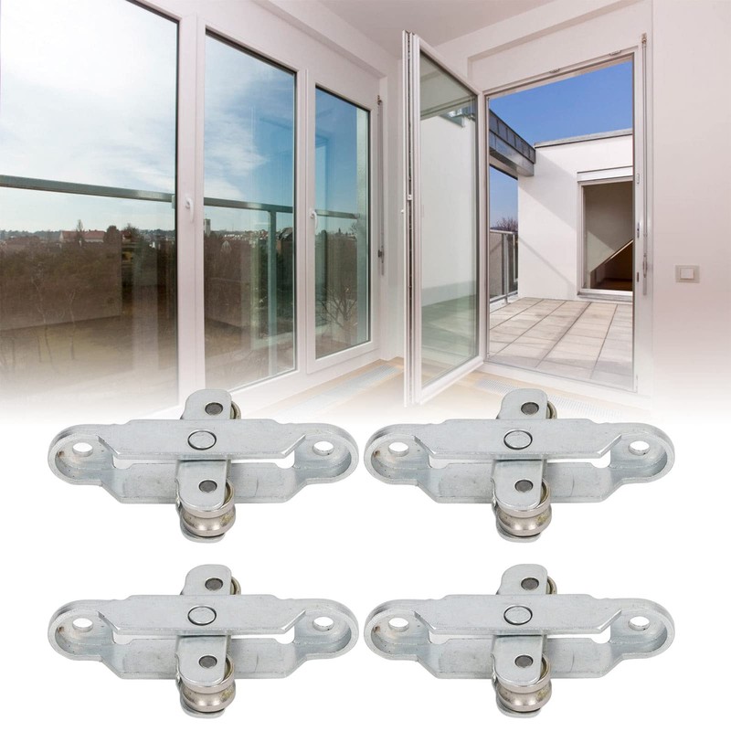 FLEXMAN 4Pcs Wheel Roller Pulley with Slot, Stainless Steel Sliding