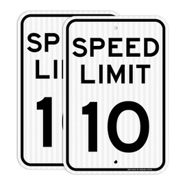 (2 Pack) Speed Limit 10 MPH Sign, Slow Down Sign, Traffic Sign, 18" x 12" Engineer Grade Reflective Sheeting, Rust Free Aluminum, Weather Resistant, Waterproof, Fade Resistant, 2 Pre-drilled Holes