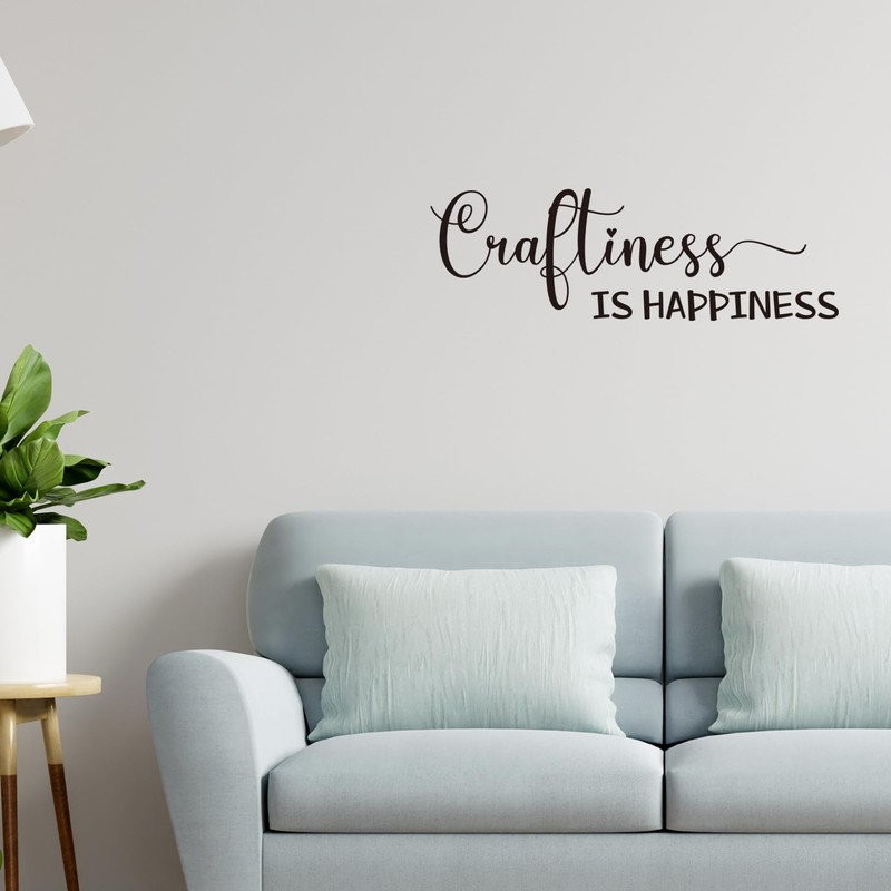 Craftiness is Happiness Vinyl Wall Decal Funny Quotes Home Mural
