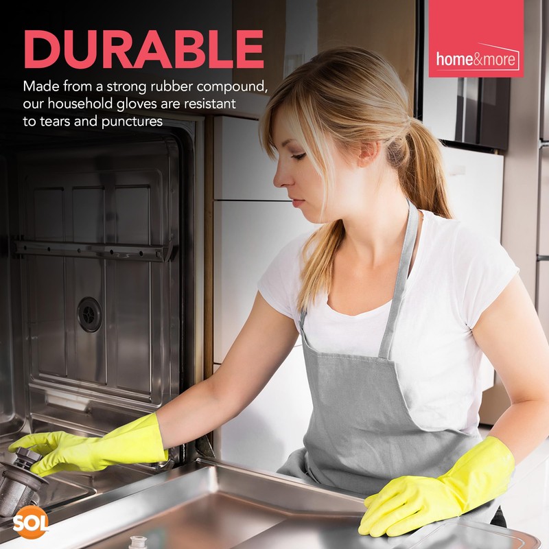 SOL 4prs Rubber Gloves Small, Multipurpose Househould Cleaning Gloves, Non-Slip