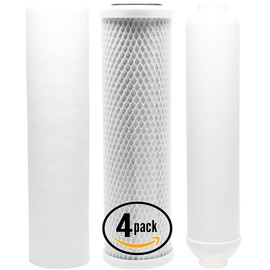 4-Pack Replacement Filter Kit Compatible with Pentek RO-2550 RO System - Includes Carbon Block Filter, PP Sediment Filter & Inline Filter Cartridge - Denali Pure Brand