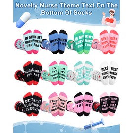 Breathffy 24 Pairs Nurse Socks Bulk for Women Funny CNA Week Gift 2025 Novelty Cotton Crew Socks for Rn Cna Nursing Graduation Party Favors Gift Basket Stuffers