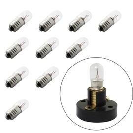 RuiLing 10-Pack E10 Mini Light Bulbs Screw Base Indicator Light Incandescent Bulb Old-Fashioned Flashlight Lamp for Physical Electrical Experiment 6.3V 0.15A (No Base)