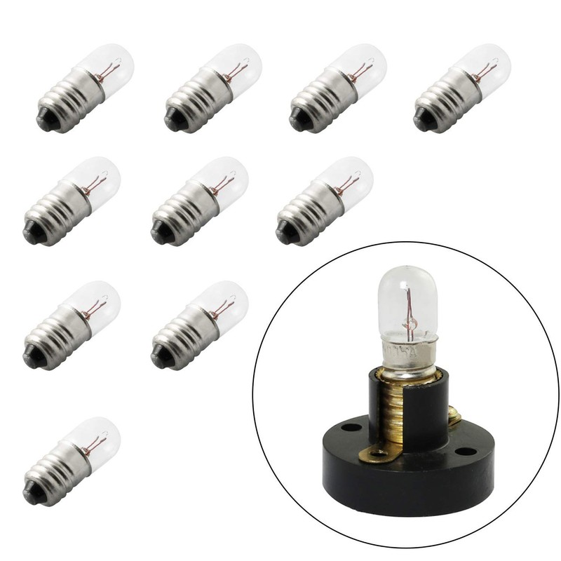 RuiLing 10-Pack E10 Mini Light Bulbs Screw Base Indicator Light