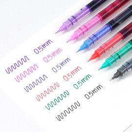 WRITECH Liquid Ink Rollerball Pens: 6ct Assorted Colors Extra Fine Point Tip 0.5mm Rolling Pen for Smooth Writing Coloring Drawing Journaling No Bleed & Smear &Smudge Multi Colored