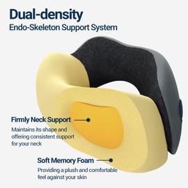 Season Guard Travel Head Support Neck Pillow, Cervical Spine Support Pillows for Flight Headrest Sleep, Cozy Soft Airplane Car Office Rest Adult Kid, A01 Wide Strape with Breathable Cover, Deep Grey