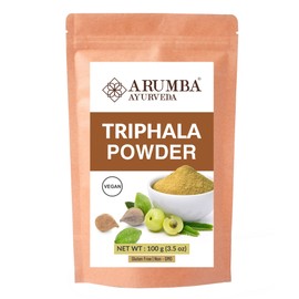 Arumba Ayurveda Triphala Powder 100 Grams for Constipation Relief, Haritaki, Bibhitaki, Amla, Cleanse Vitamin C, Digestion
