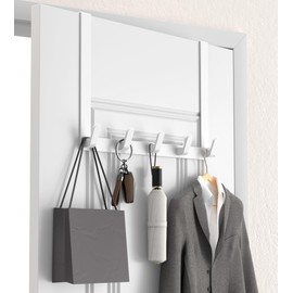 KitchLife Long Over The Door Hooks Hanger with 15.75" Extended Arms, Fits 1 3/8" Doors, L40U - Bathroom Accessories and Towel Rack Organization - 1 Pack, Glossy White