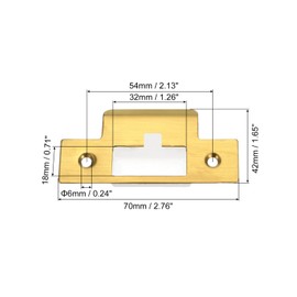 sourcing map Door Strike Plate, 70mm x 42mm 201 Stainless Steel Latch Deadbolt Strike Plate for Door Frame Door Jamb, Gold