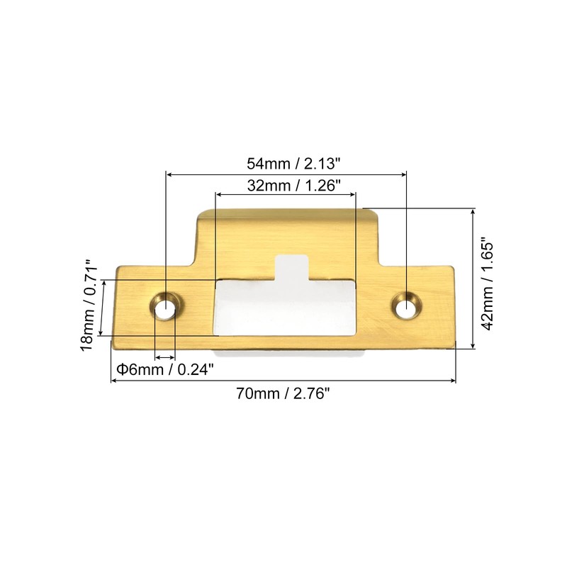 sourcing map Door Strike Plate, 70mm x 42mm 201 Stainless