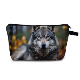 MoCaliduccious Wolf Makeup Bag for Women Travel Cosmetic Organizer Bag Teacher Appreciation Gifts Small Zipper Toiletry Bag