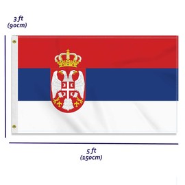 Large 90 x 150 cm Serbia Flag, Large 150D Serbian Friendship Banner, Germany Flag Doube Side Print Decor Brass Eyelets Large Serbia