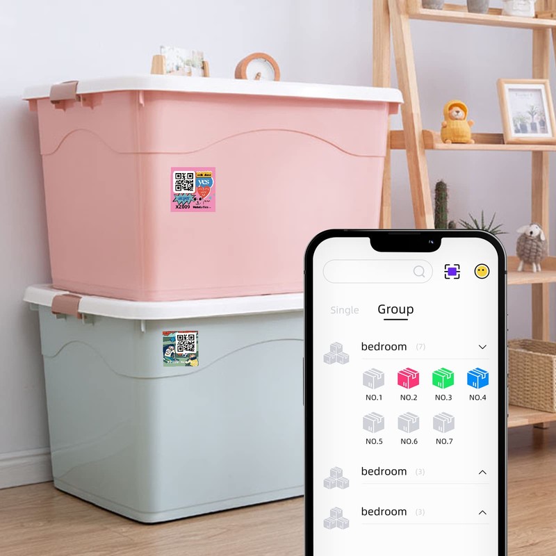 Color-Coded Cartoon QR Code Labels for Storage & Organization -