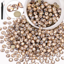 600PCS SS30/6mm Crystal Rhinestones (Golden Shadow/Champagne), Bedazzling Flatback Glass Rhinestones for Crafting DIY Nail Art Makeup Decoration, Gems Diomand Charms for Tumbler Shoes Clothing Mug