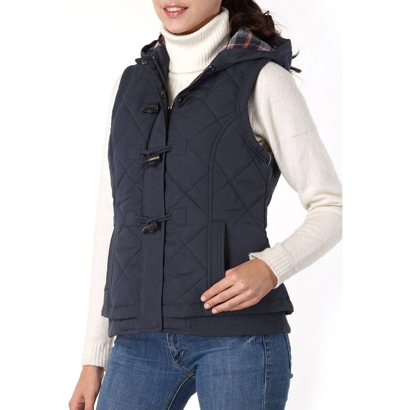 BGSD Women Quilted Hooded Vest Navy X-Large