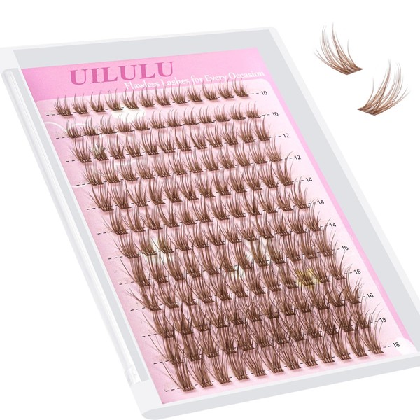 Uilulu Brown Lash Clusters 10-18mm Wispy Lash Clusters DIY Eyelash